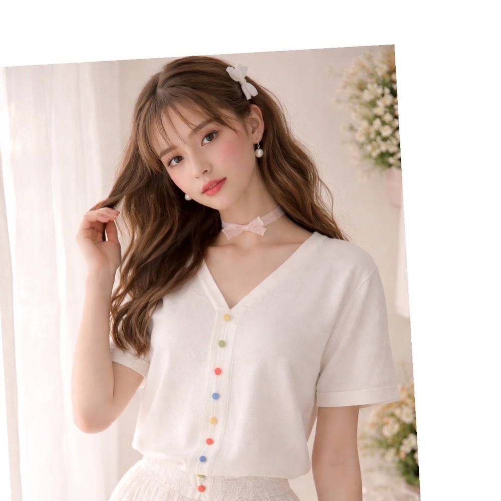 Vintage Christopher & Banks Short Sleeve Cardigan White Button coquette romantic